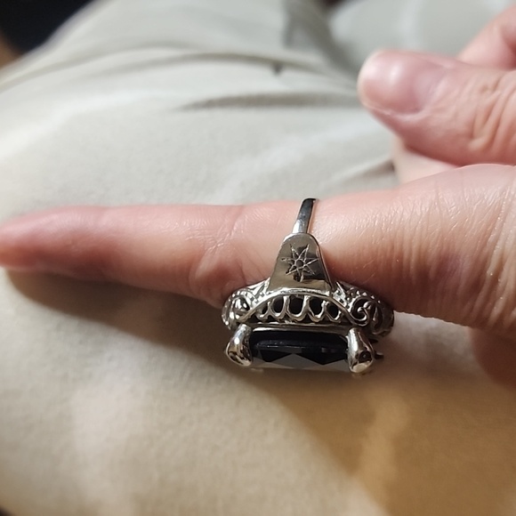 EPJ evil pawn jewelry Brigida ring obsidian & klatch ostara ring - Picture 3 of 7